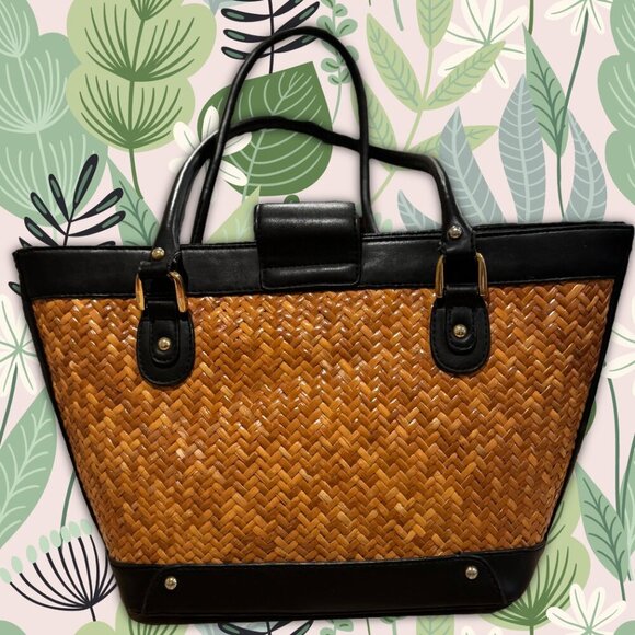 Etienne Aigner Rattan Shoulder Bag Tote EUC - Picture 2 of 11